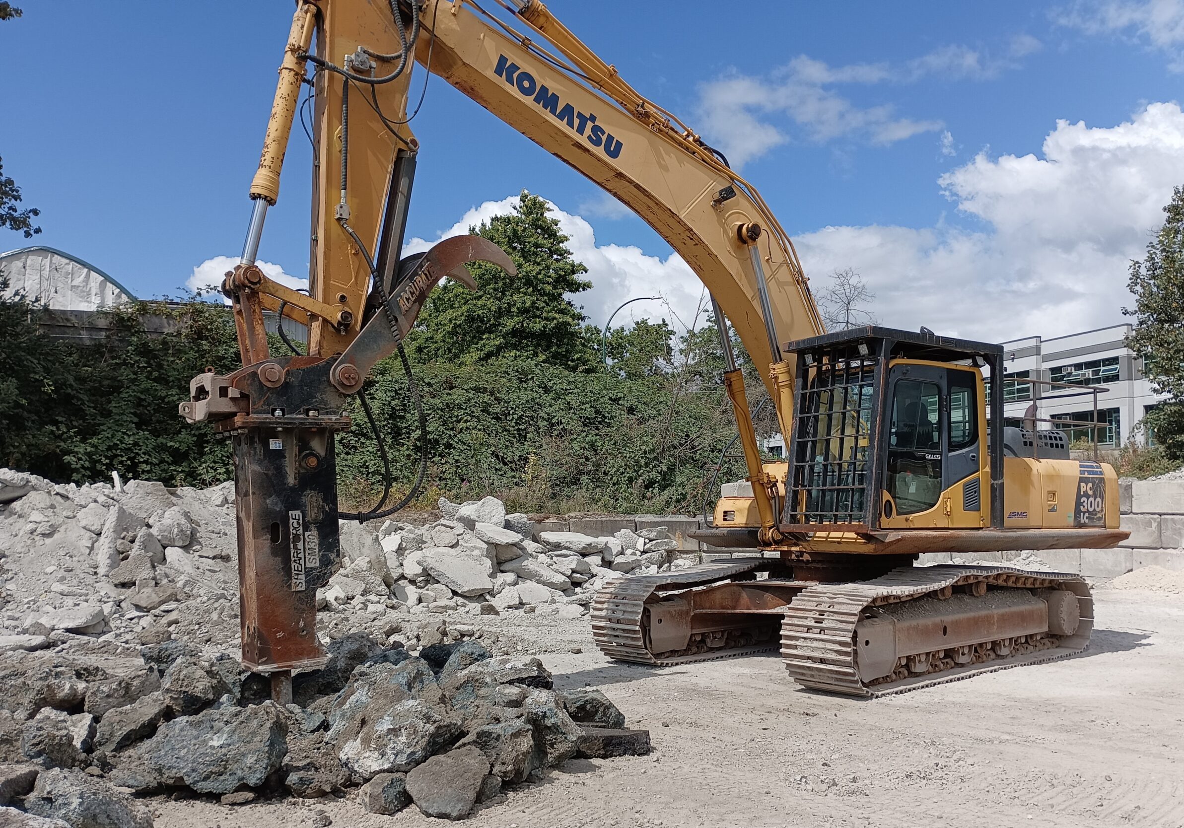 Concrete block breaking recycling facility